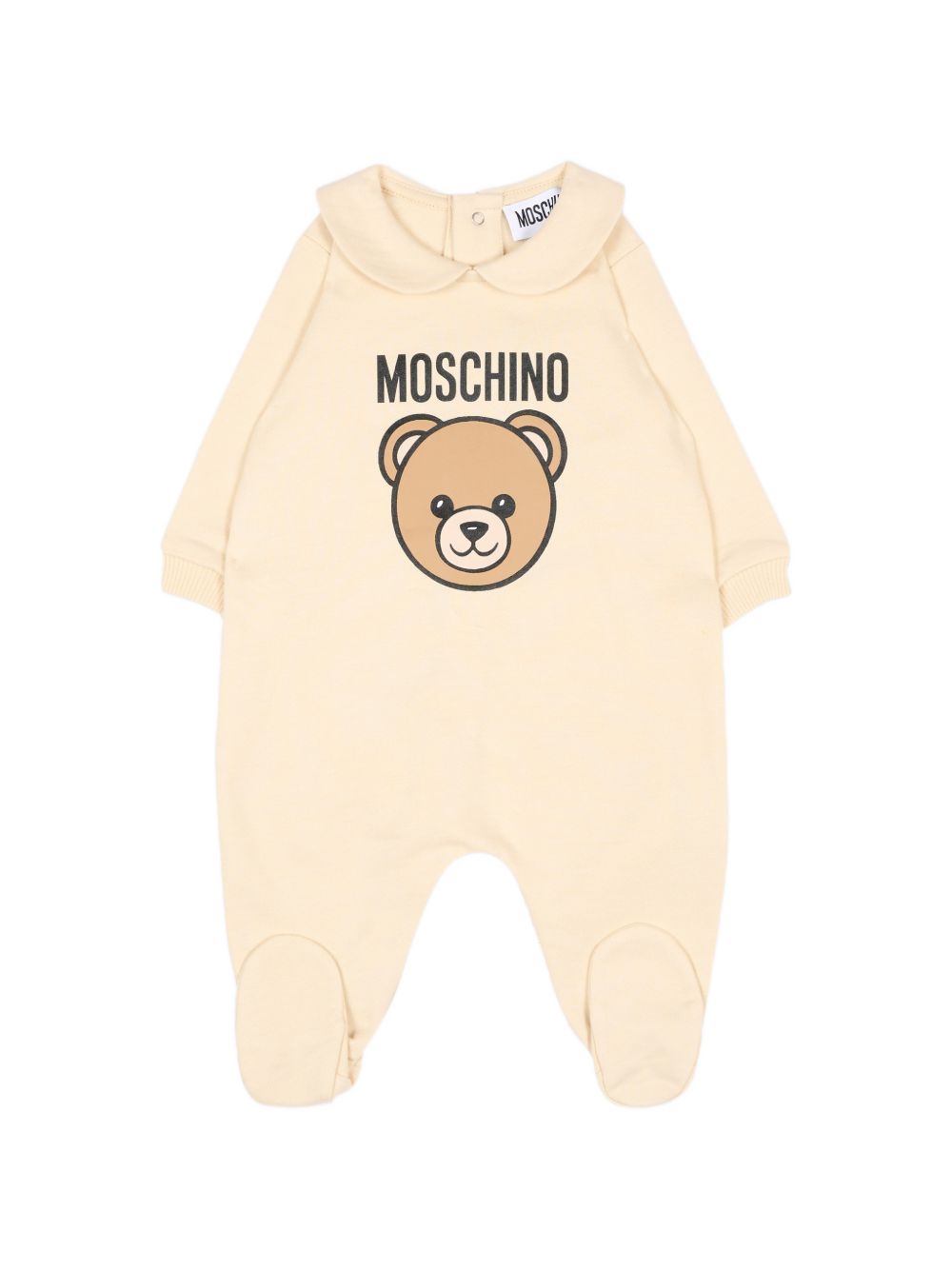 Set tutina, berretto e bavaglino per neonati Moschino Kids beige con stampa Teddy Bear MUY09PLCA40 20404 MOSCHINO KIDS 