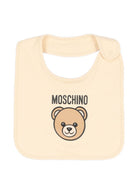 Set tutina, berretto e bavaglino per neonati Moschino Kids beige con stampa Teddy Bear MUY09PLCA40 20404 MOSCHINO KIDS 