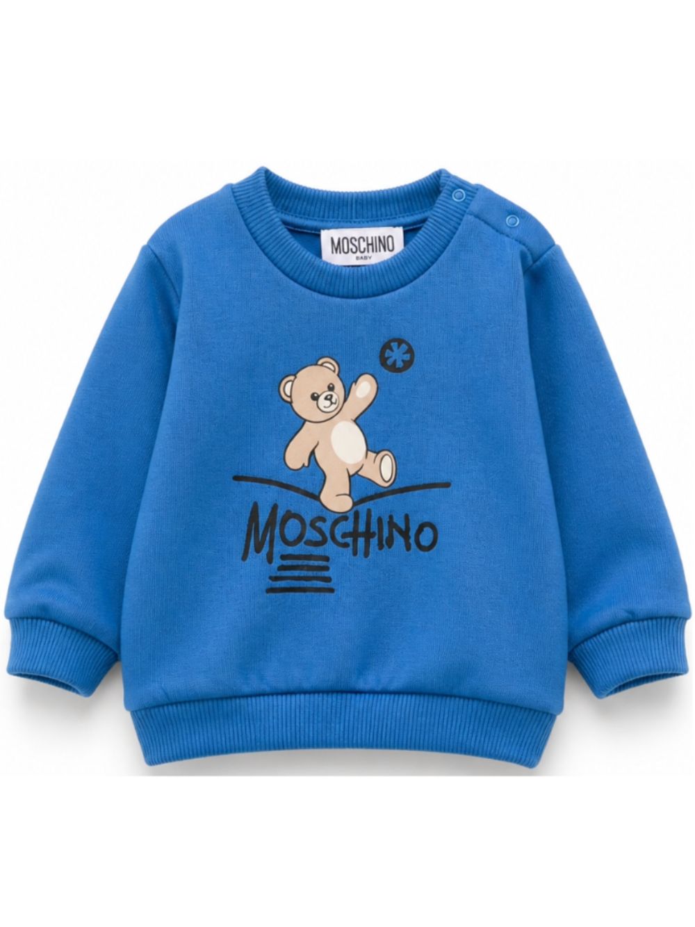 Felpa per neonato Moschino Kids blu con motivo Teddy Bear MVF060LCA83 40157 MOSCHINO KIDS 