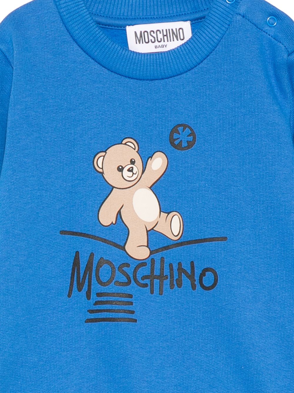 Felpa per neonato Moschino Kids blu con motivo Teddy Bear MVF060LCA83 40157 MOSCHINO KIDS 