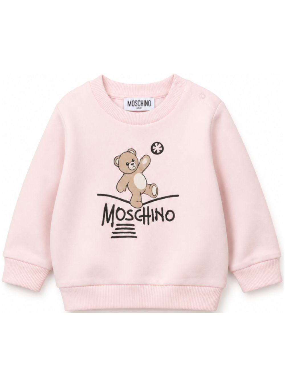 Felpa per neonata Moschino Kids rosa con motivo Teddy Bear MVF060LCA83 50209 MOSCHINO KIDS 