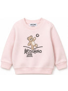 Felpa per neonata Moschino Kids rosa con motivo Teddy Bear MVF060LCA83 50209 MOSCHINO KIDS 