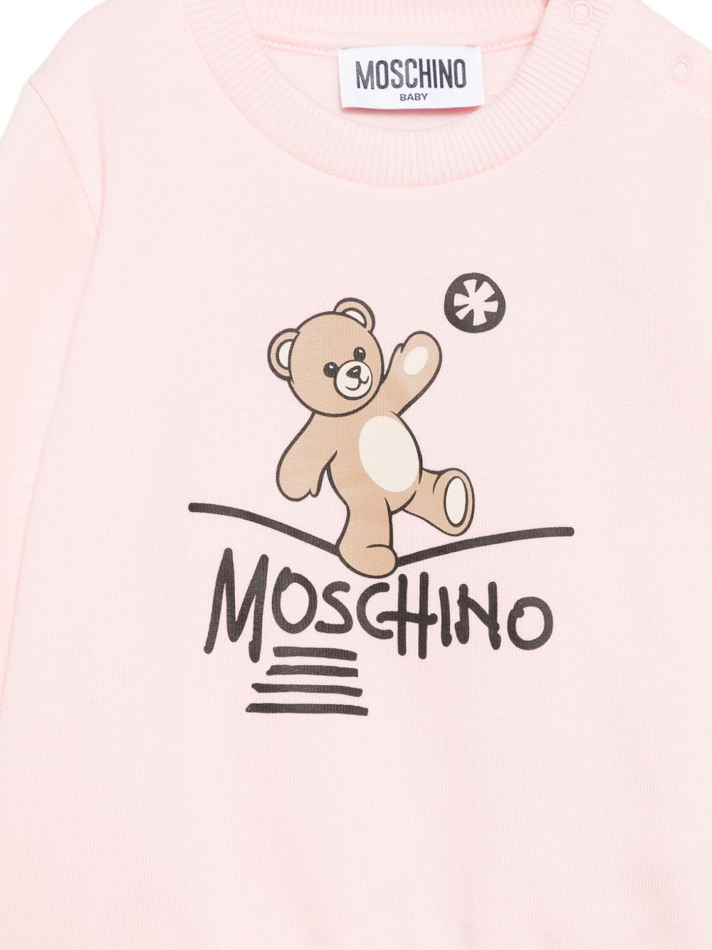 Felpa per neonata Moschino Kids rosa con motivo Teddy Bear MVF060LCA83 50209 MOSCHINO KIDS 