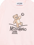 Felpa per neonata Moschino Kids rosa con motivo Teddy Bear MVF060LCA83 50209 MOSCHINO KIDS 