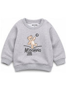 Felpa per neonati Moschino Kids grigia con motivo Teddy Bear MVF060LCA83 60901 MOSCHINO KIDS 