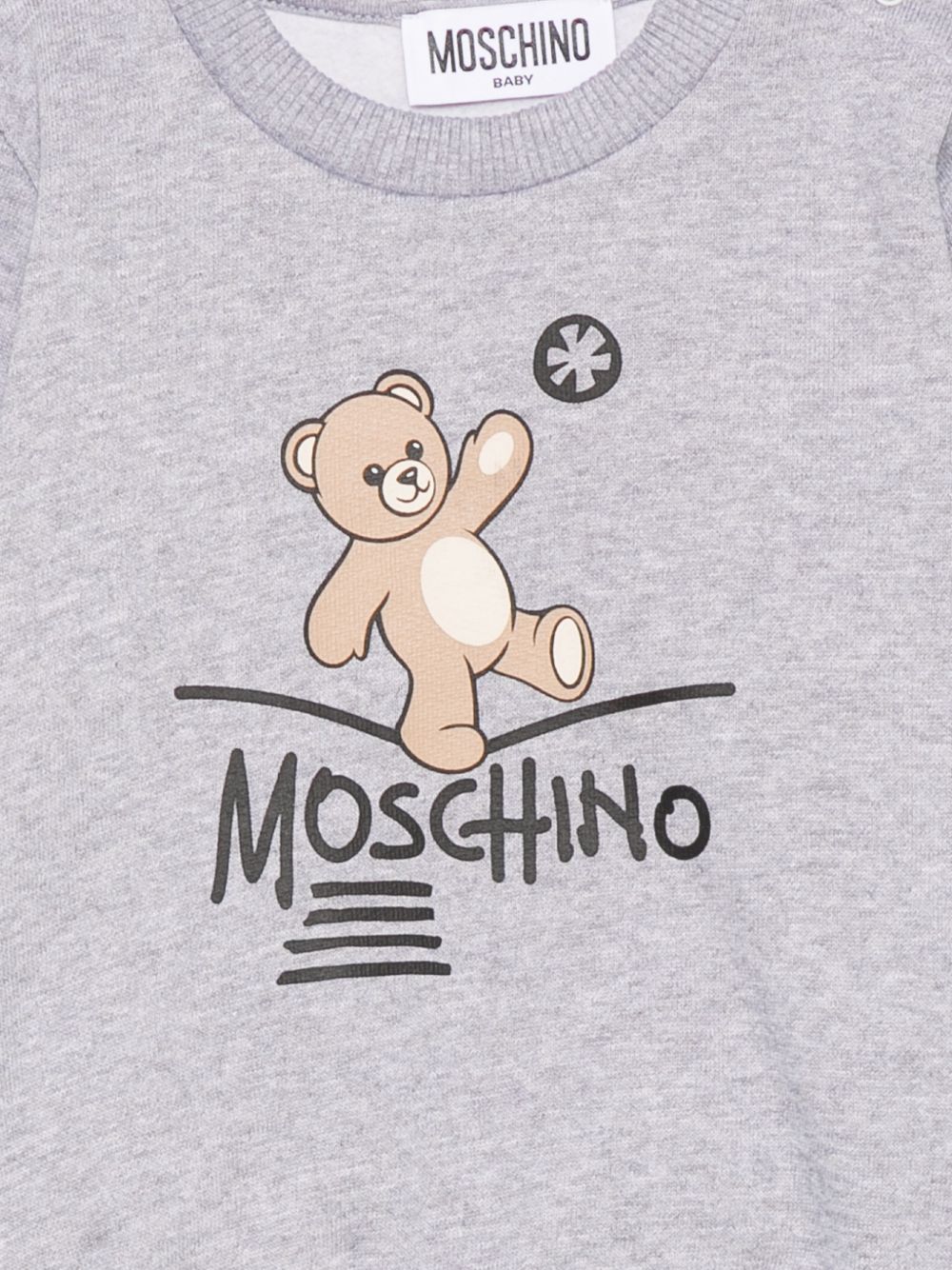 Felpa per neonati Moschino Kids grigia con motivo Teddy Bear MVF060LCA83 60901 MOSCHINO KIDS 
