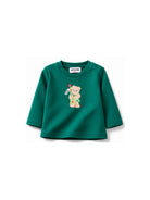 T-shirt per neonato Moschino Kids verde con motivo Teddy bear natalizio MVO014LAA10 30327 MOSCHINO KIDS 