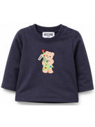 T-shirt per neonato Moschino Kids blu navy con stampa orsacchiotto a maniche lunghe MVO014LAA10 40016 MOSCHINO KIDS 