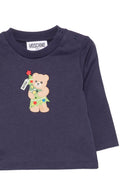 T-shirt per neonato Moschino Kids blu navy con stampa orsacchiotto a maniche lunghe MVO014LAA10 40016 MOSCHINO KIDS 