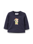 T-shirt per neonato Moschino Kids blu navy con stampa orsacchiotto a maniche lunghe MVO014LAA10 40016 MOSCHINO KIDS 