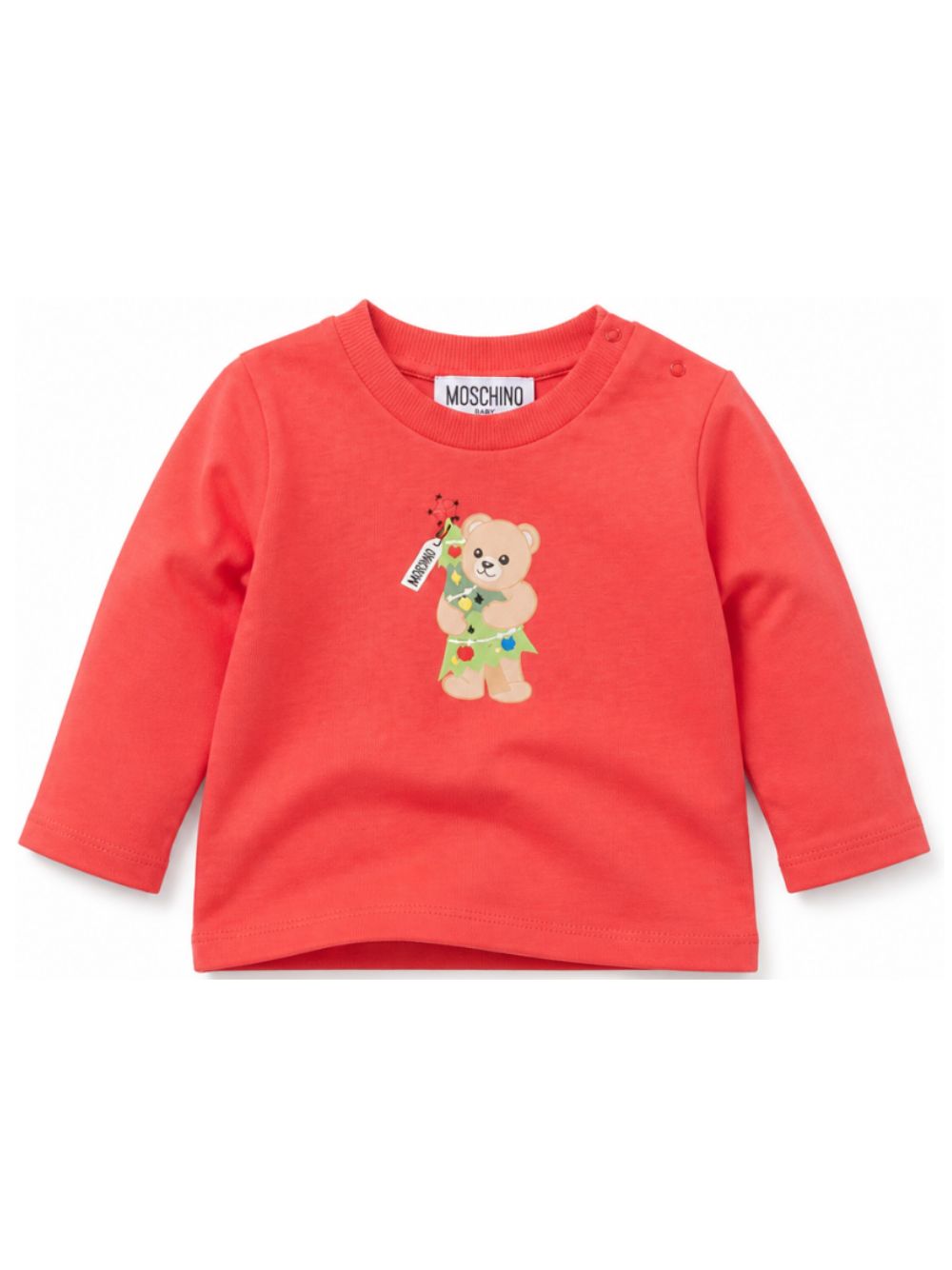 T-shirt per neonato Moschino Kids rossa con stampa orsacchiotto a maniche lunghe MVO014LAA10 50109 MOSCHINO KIDS 