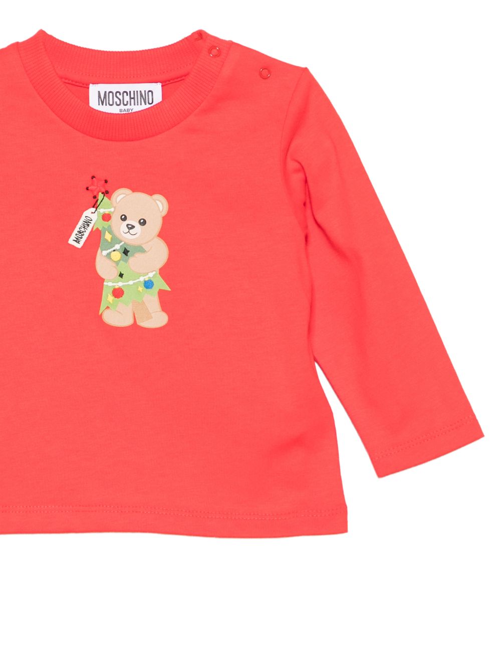 T-shirt per neonato Moschino Kids rossa con stampa orsacchiotto a maniche lunghe MVO014LAA10 50109 MOSCHINO KIDS 