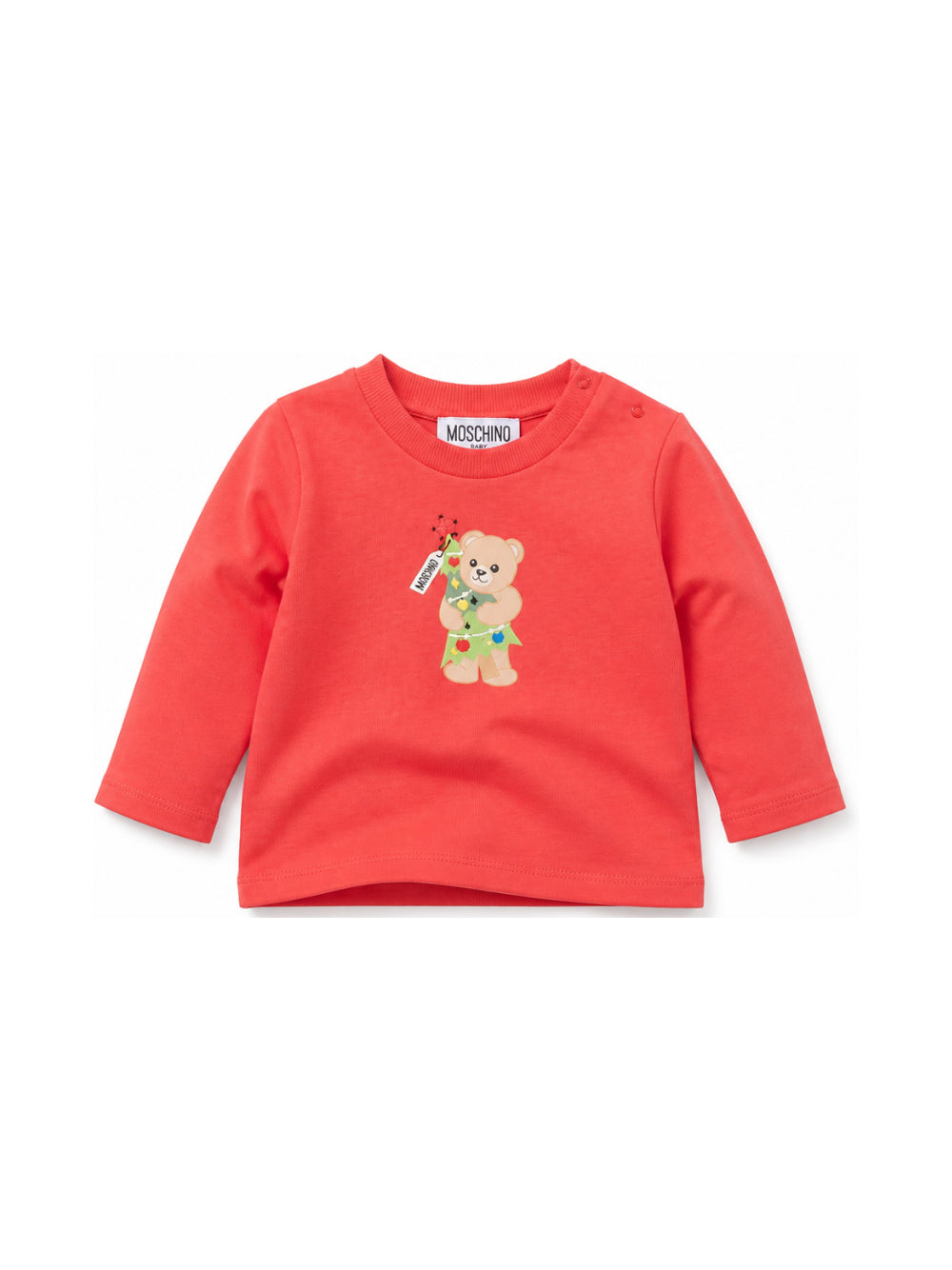 T-shirt per neonato Moschino Kids rossa con stampa orsacchiotto a maniche lunghe MVO014LAA10 50109 MOSCHINO KIDS 