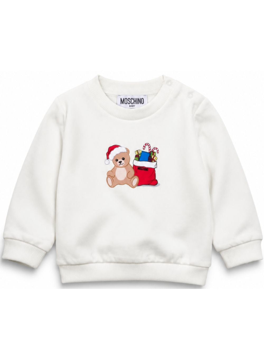 Felpa per neonato moschino Kids bianca con stampa grafica orsetto MZF060LCA61 10063 MOSCHINO KIDS 
