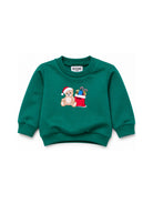 Felpa per neonati Moschino Kids verde con stampa orsacchiotto sul davanti MZF060LCA61 30327 MOSCHINO KIDS 
