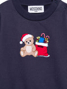 Felpa per neonato Moschino Kids blu con stampa Teddy Bear con regali di Natale MZF060LCA61 40016 MOSCHINO KIDS 