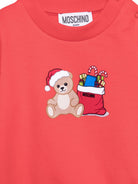 Felpa per neonato Moschino Kids rossa con stampa Teddy Bear con regali di Natale MZF060LCA61 50109 MOSCHINO KIDS 