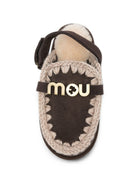 Slippers per bambina Mou Kids marrone mocha con placca logo FK161001A MOCHA MOU KIDS 