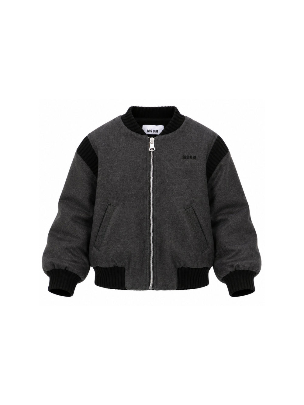 Giubbino per bambino MSGM Kids grigio con patch con logo F6MSJBBO281 104 MSGM KIDS 