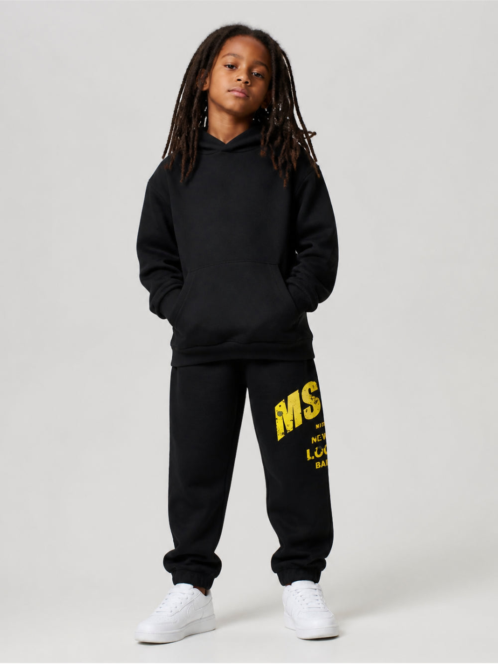Pantaloni di tuta per bambino MSGM Kids neri con stampa logo F6MSJBFP323 110 MSGM KIDS 