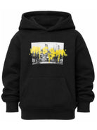 Felpa per bambino Msgm Kids nera con tasca a marsupio e stampa grafica F6MSJBHS240 110 MSGM KIDS 