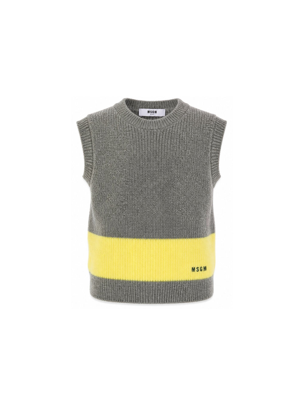 Gilet per bambino Msgm Kids grigio senza maniche con rifiniture a coste F6MSJBJP230 104 MSGM KIDS 