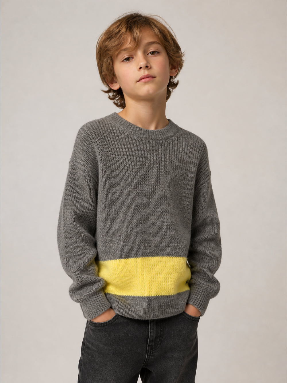 Maglione per bambino Msgm Kids grigio con logo ricamato F6MSJBJP231 104 MSGM KIDS 