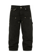 Jeans per bambino MSGM Kids nero con applicazione logo F6MSJBPA229 110 MSGM KIDS 