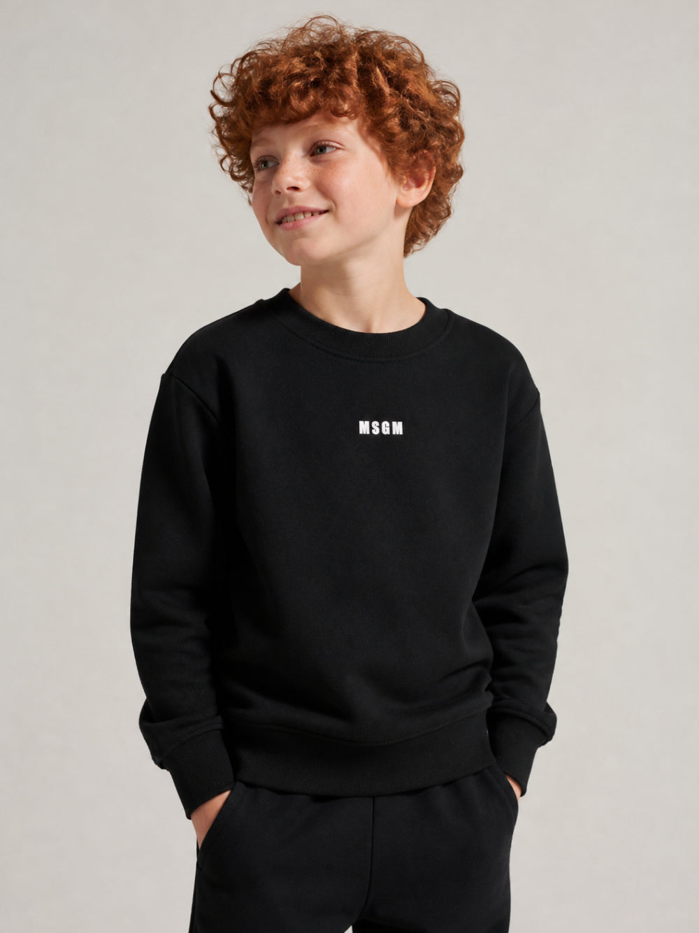 Felpa per bambino Msgm Kids nera con stampa grafica sul retro F6MSJBSW303 110 MSGM KIDS 