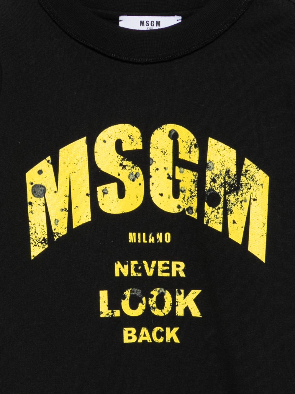 Felpa per bambino Msgm Kids nera con stampa logo sul davanti F6MSJBSW319 110 MSGM KIDS 
