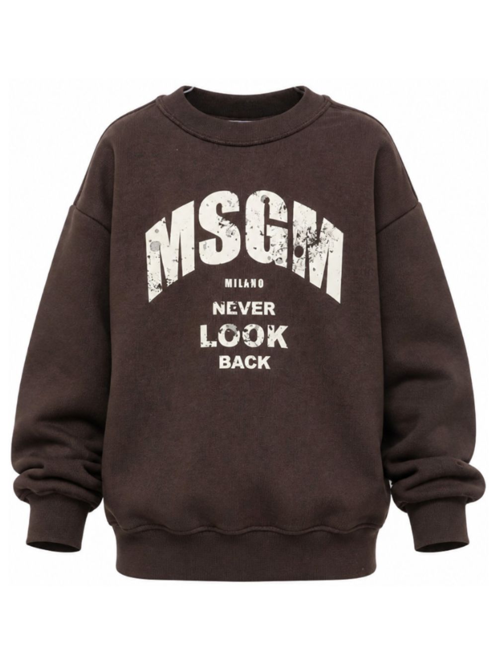 Felpa per bambino Msgm Kids marrone con stampa logo F6MSJBSW319 943 MSGM KIDS 