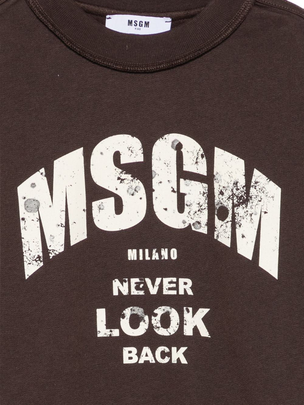 Felpa per bambino Msgm Kids marrone con stampa logo F6MSJBSW319 943 MSGM KIDS 