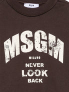 Felpa per bambino Msgm Kids marrone con stampa logo F6MSJBSW319 943 MSGM KIDS 