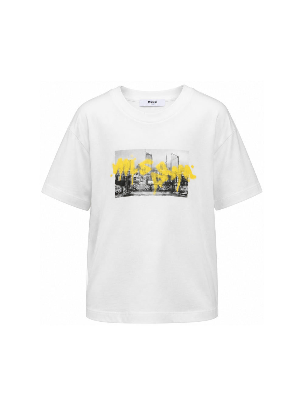 T-shirt per bambino MSGM Kids bianca con stampa grafica F6MSJBTH239 002 MSGM KIDS 