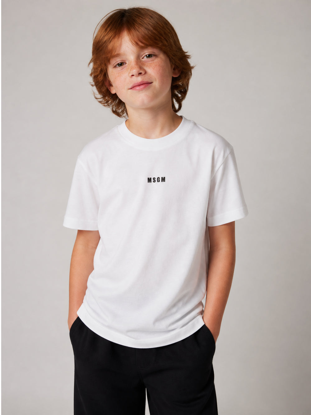 T-shirt per bambino MSGM Kids bianca con stampa grafica sul retro F6MSJBTH245 002 MSGM KIDS 