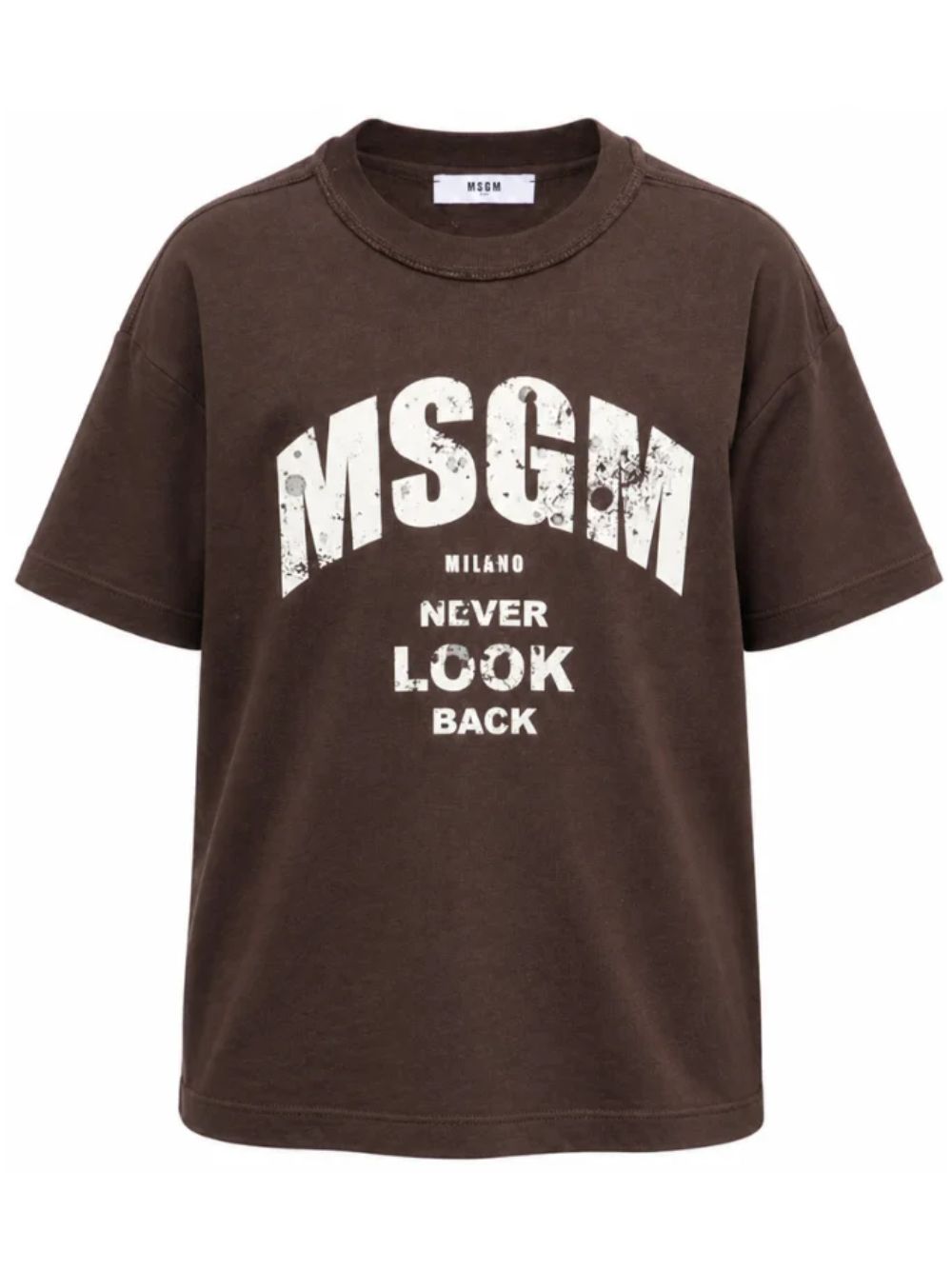 T-shirt per bambino Msgm Kids marrone con stampa logo sul davanti F6MSJBTH321 943 MSGM KIDS 