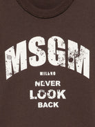 T-shirt per bambino Msgm Kids marrone con stampa logo sul davanti F6MSJBTH321 943 MSGM KIDS 