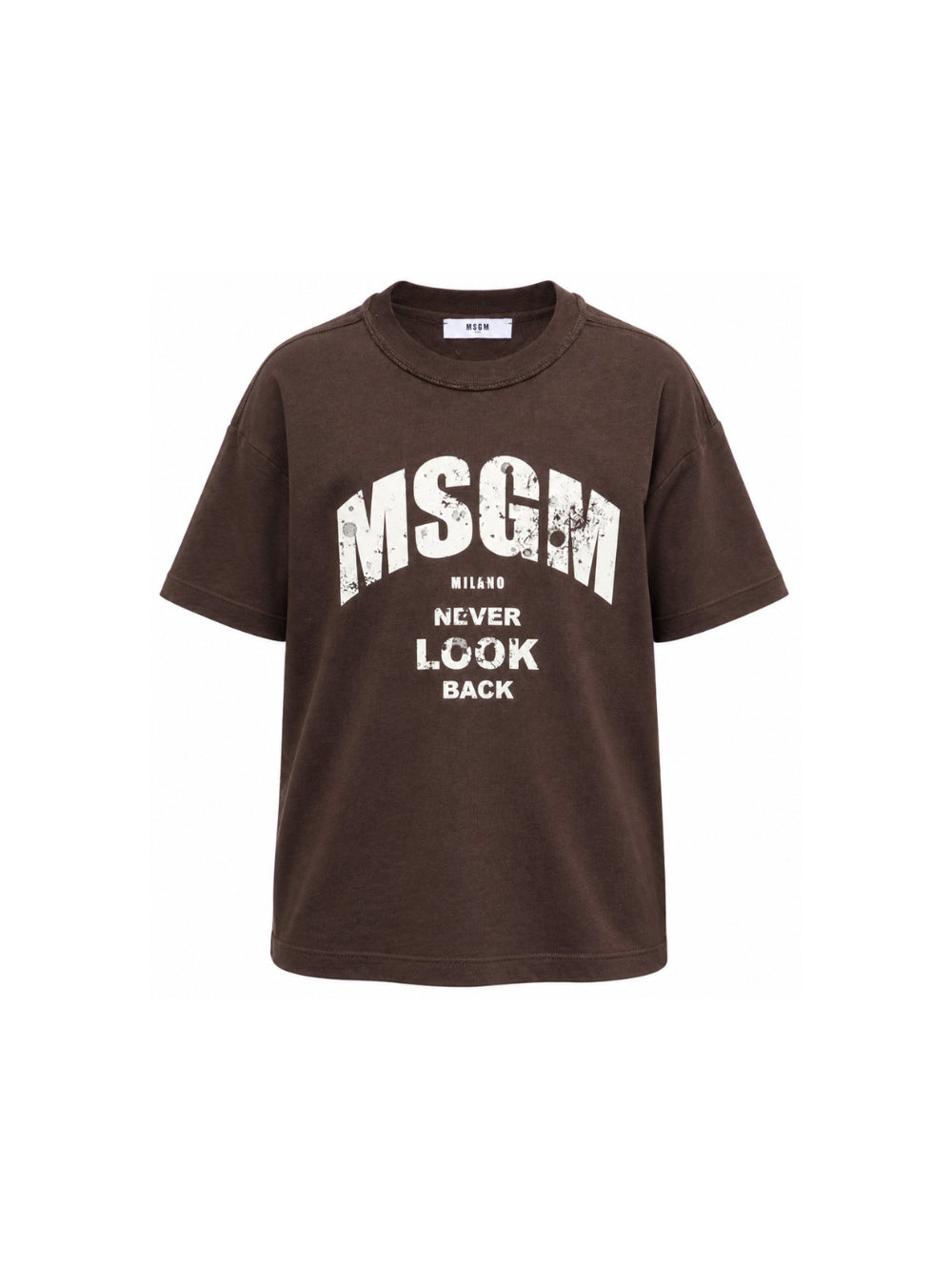T-shirt per bambino Msgm Kids marrone con stampa logo sul davanti F6MSJBTH321 943 MSGM KIDS 