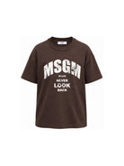 T-shirt per bambino Msgm Kids marrone con stampa logo sul davanti F6MSJBTH321 943 MSGM KIDS 