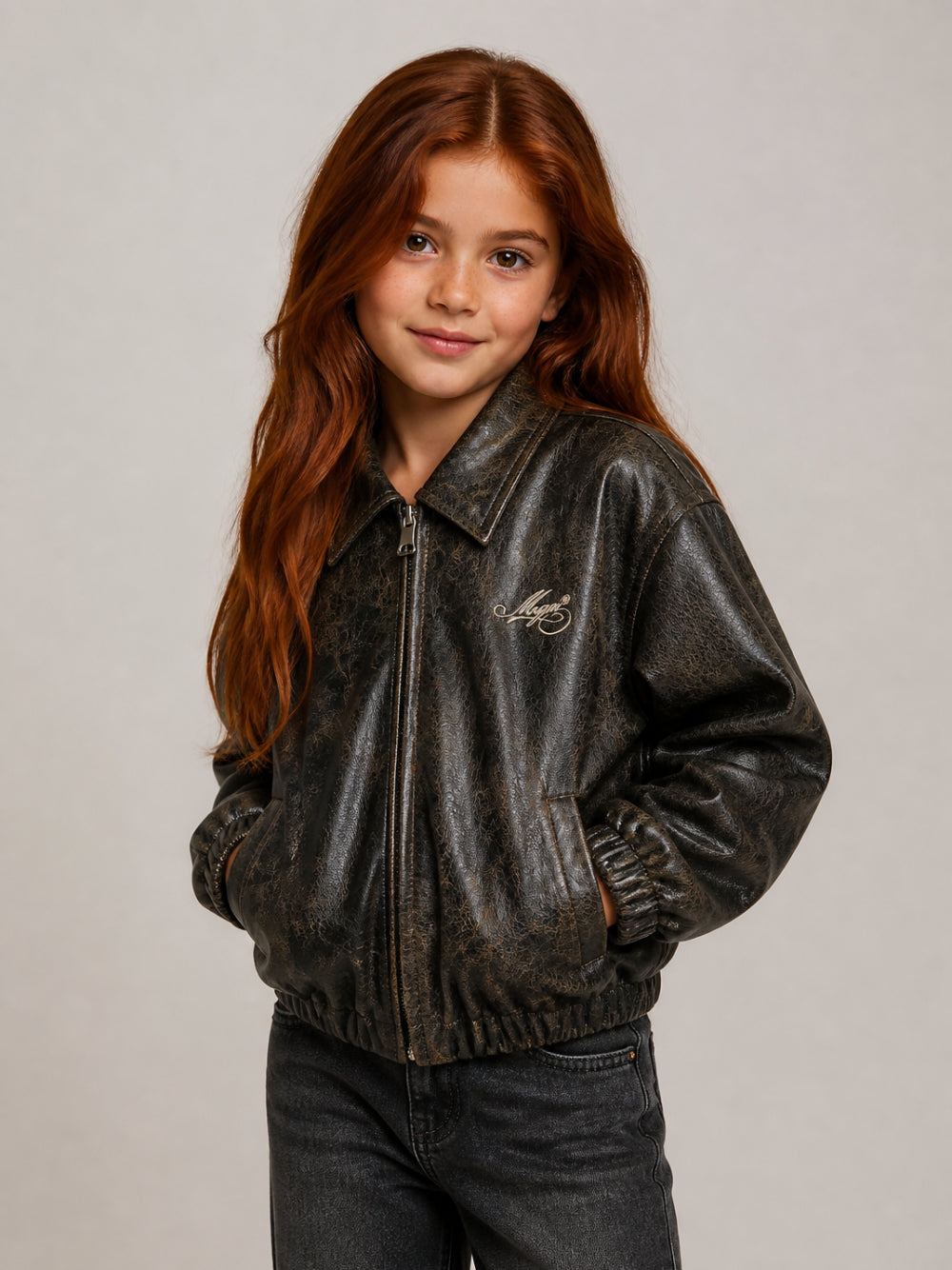 Giacca per bambina MSGM Kids nero con effetto vissuto F6MSJGBO115 110 MSGM KIDS 