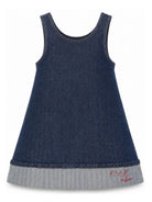 Abito per bambina MSGM Kids blu denim con applicazione logo F6MSJGDB172 126 MSGM KIDS 