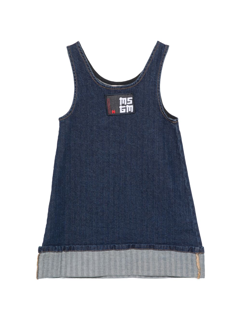 Abito per bambina MSGM Kids blu denim con applicazione logo F6MSJGDB172 126 MSGM KIDS 