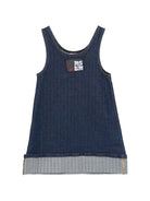 Abito per bambina MSGM Kids blu denim con applicazione logo F6MSJGDB172 126 MSGM KIDS 