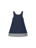 Abito per bambina MSGM Kids blu denim con applicazione logo F6MSJGDB172 126 MSGM KIDS 