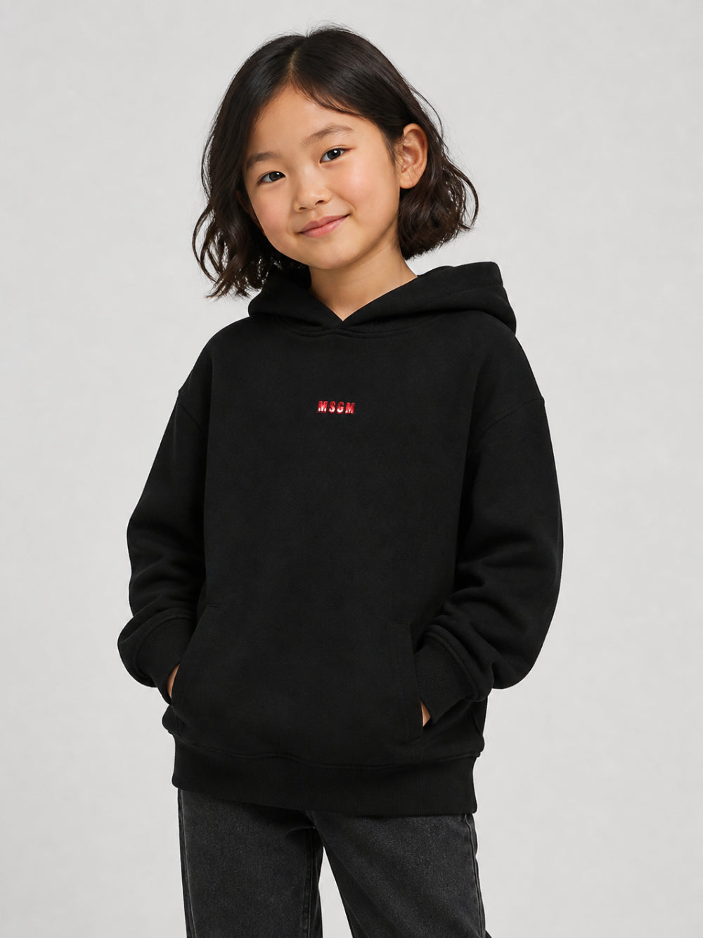 Felpa per bambina Msgm Kids nera con stampa logo sul davanti F6MSJGHS122 110 MSGM KIDS 
