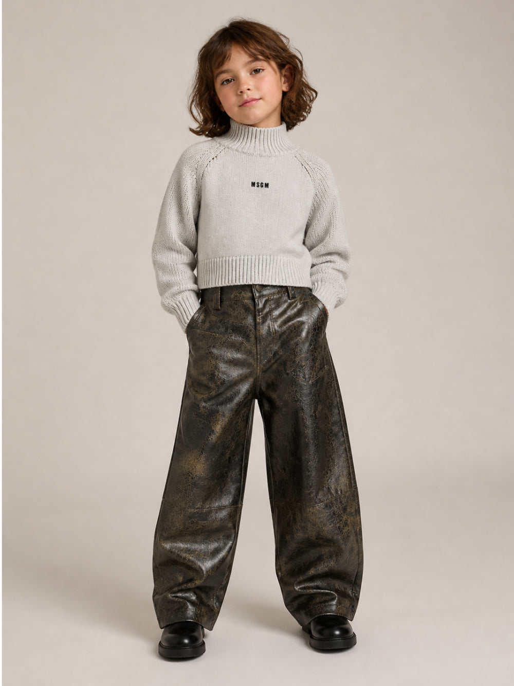 Maglione per bambina Msgm kids bianco crema con stampa logo sul davanti F6MSJGJP207 013 MSGM KIDS 