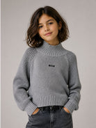 Maglione per bambina Msgm Kids grigio con logo ricamato sul davanti F6MSJGJP207 110 MSGM KIDS 