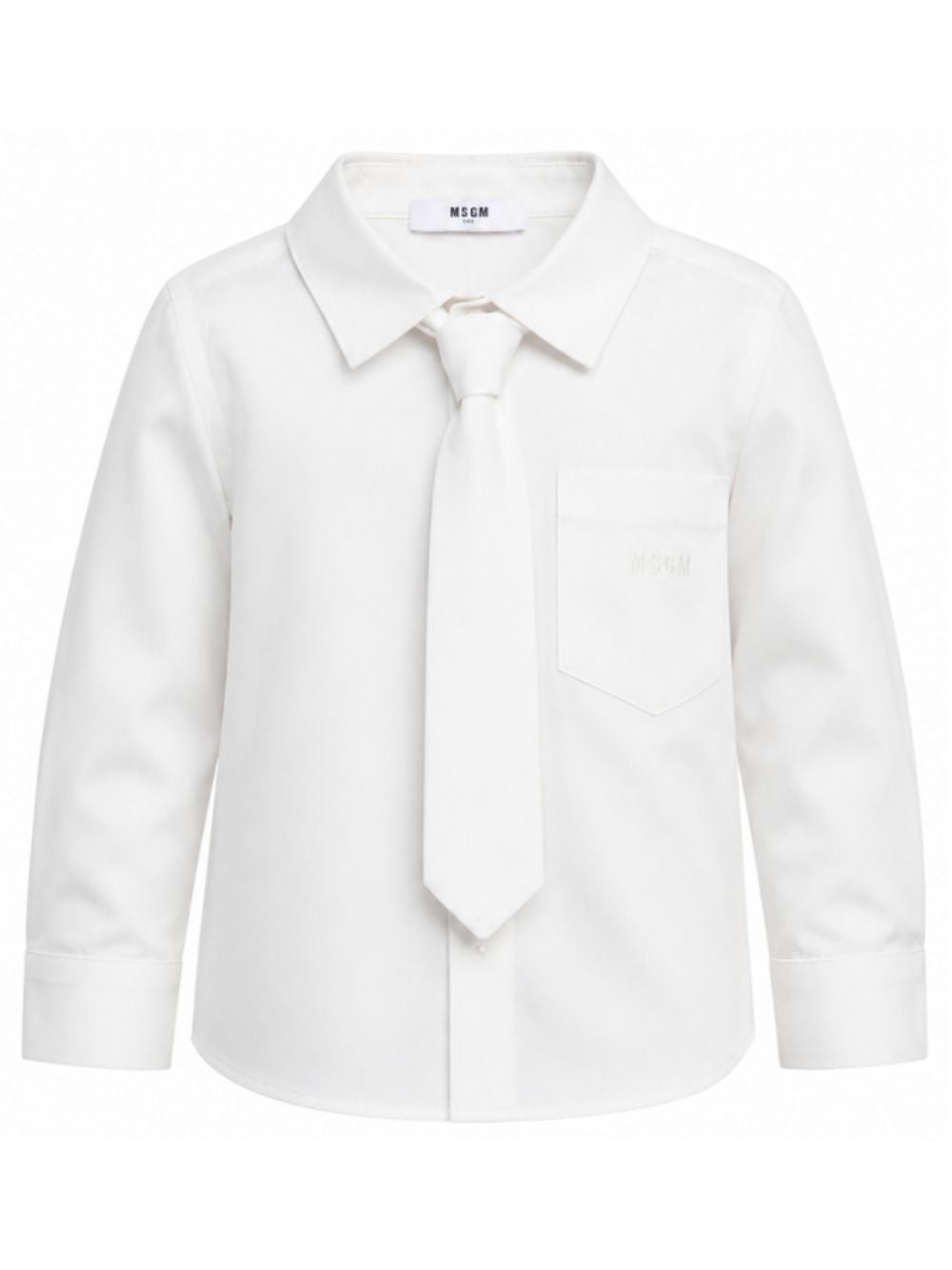 Camicia per bambina MSgm Kids bianca con cravatta e logo ricamato F6MSJGSI114 013 MSGM KIDS 