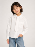 Camicia per bambina MSgm Kids bianca con cravatta e logo ricamato F6MSJGSI114 013 MSGM KIDS 