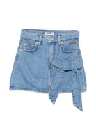 Gonna per bambina MSGM Kids azzurra con dettaglio con fiocco sul davanti F6MSJGSK049 126 MSGM KIDS 